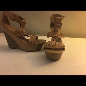 BCBGeneration Nude Platform Wedge Sandals